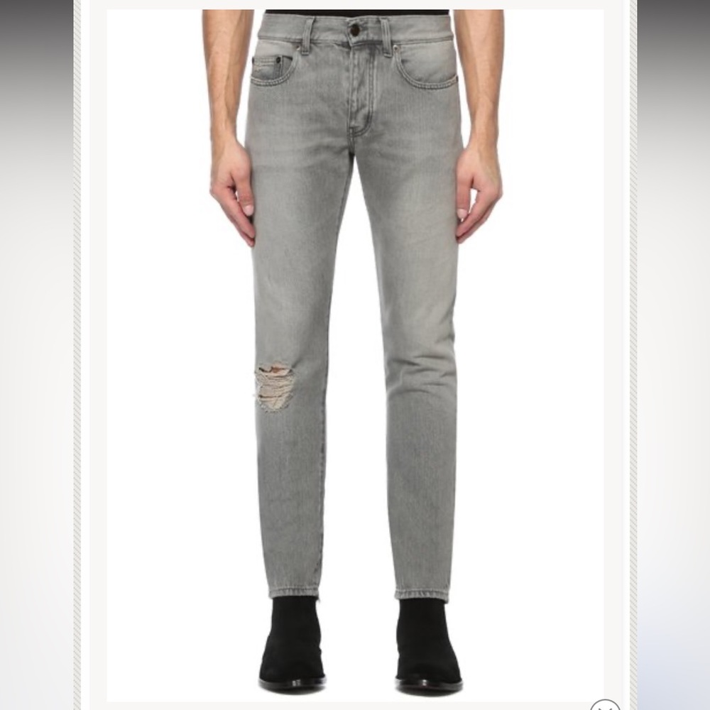 YSL Ripped Gray Jeans